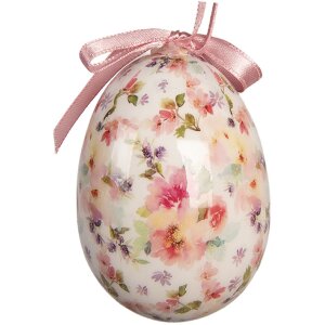 Set de 9 hângări decorative în formă de ou, alb și roz, Clayre & Eef