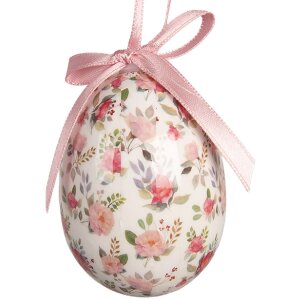 Set de 9 hângări decorative în formă de ou, alb și roz, Clayre & Eef