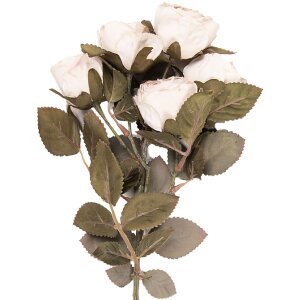Ramură decorative cu flori bej și verde, 8x13x43 cm