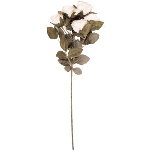 Ramură decorative cu flori bej și verde, 8x13x43 cm