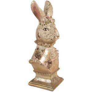 Statuie de leu decor Clayre & Eef, bej roz, 16x11x31 cm