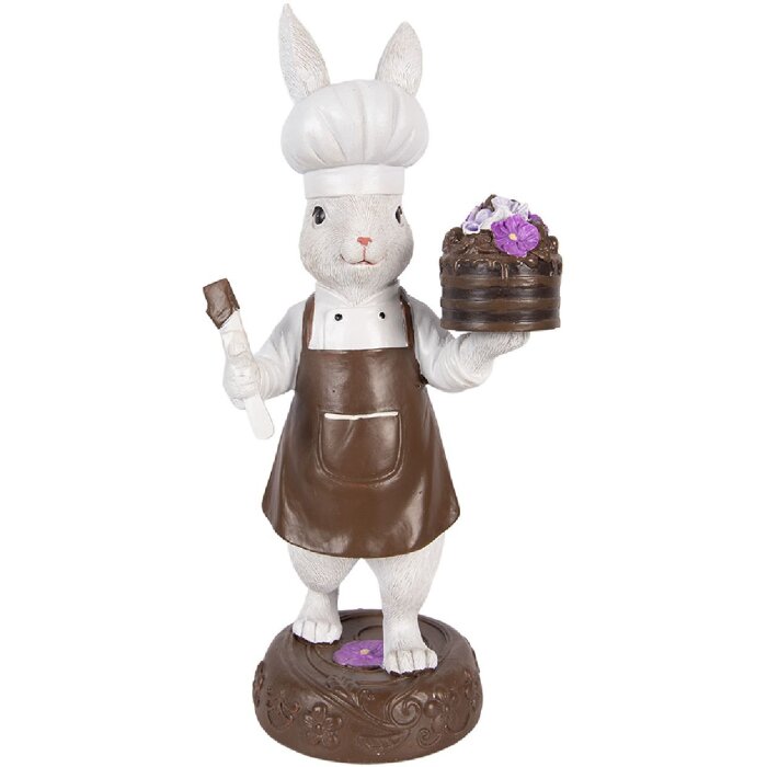 Decorativ de șoarece Clayre & Eef, 15x11x32 cm, alb-brun natural