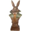 Statueta de decor cu figurină de iepure Clayre & Eef, aur și verde, 12x8x26 cm