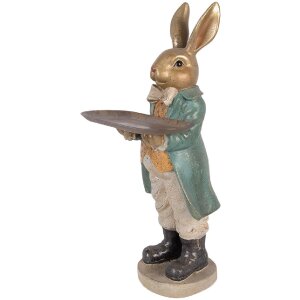 Decoratie iepure cu coș aurii și albastre 20x23x46 cm