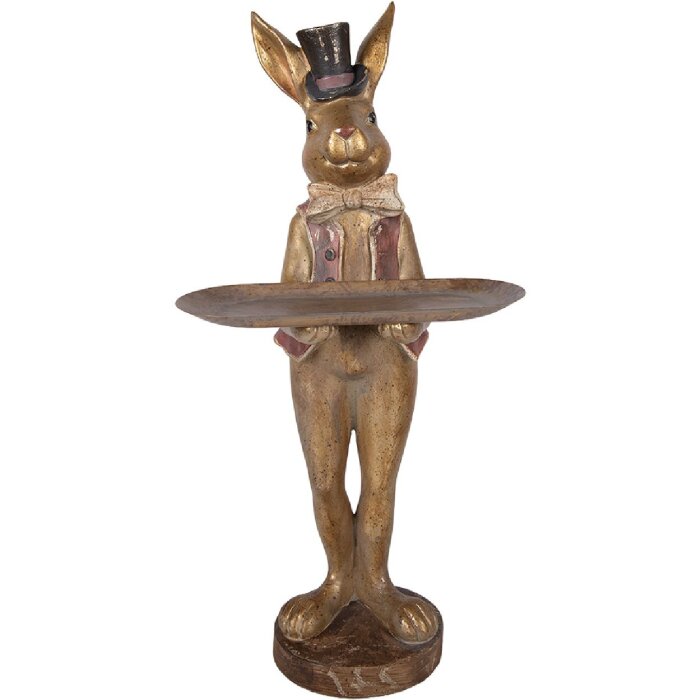 Șoarece decorativ cu ghiveci, maro-roșu, 19x15x52 cm