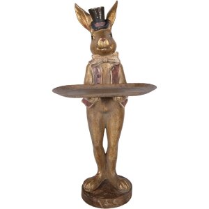 Șoarece decorativ cu ghiveci, maro-roșu, 19x15x52 cm