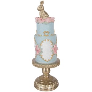Decorație pentru tort Clayre & Eef, fundal auriu cu accente albastre, Ø 12x37 cm