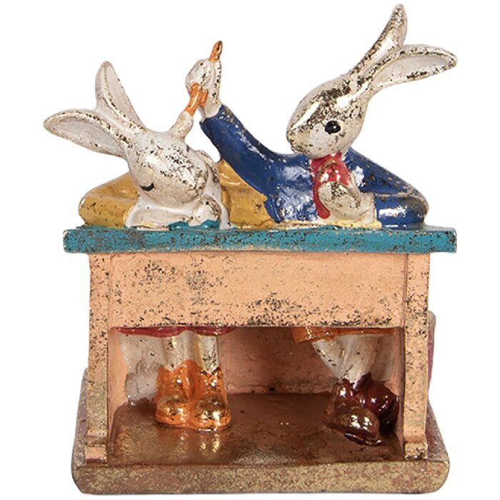 Decorativă Clayre & Eef în formă de iepure alb, 11x7x11 cm