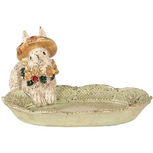 Schale decorativă Clayre & Eef cu iepuraș, 14x11x8 cm