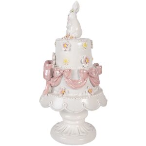 Tort decorativ Clayre & Eef alb-rosu Ø 15x29 cm