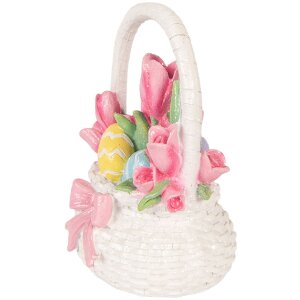 Korb de decor Clayre & Eef alb cu accente roz 14x11x18 cm