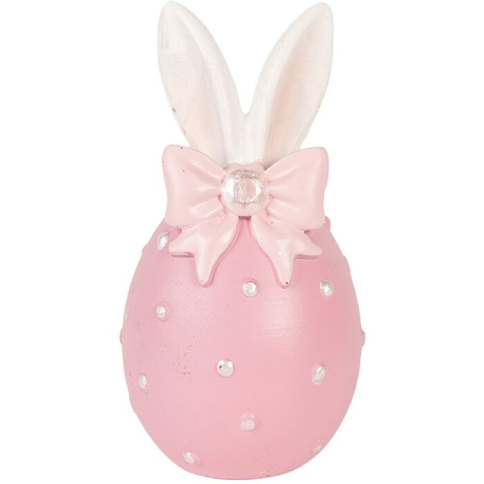 Ou decorativ Clayre & Eef roz-alb Ø 6x12 cm