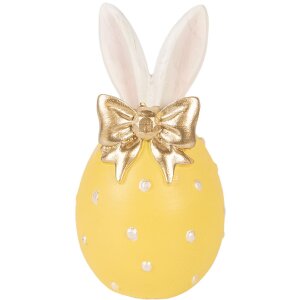 Decorativ ou Clayre & Eef, galben-alb, Ø 6x12 cm