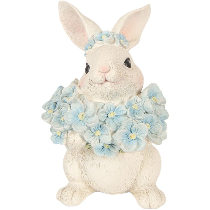 Șoarece decorativ Clayre & Eef, alb-albastru, 9x10x13 cm