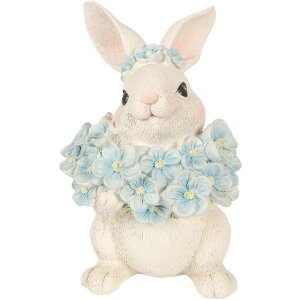 Șoarece decorativ Clayre & Eef, alb-albastru, 9x10x13 cm