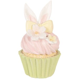 Decoratie Cupcake Clayre & Eef roz și verde, Ø 7x13 cm