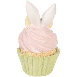 Decoratie Cupcake Clayre & Eef roz și verde, Ø 7x13 cm