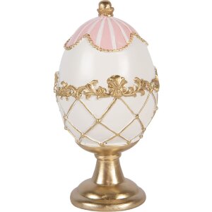 Decorație de ouă alb cu accente aurii Ø 8x15 cm – Clayre & Eef