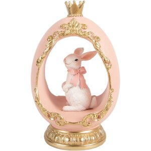 Decorativ cu ouă și iepuraș alb-gold, 13x10x20 cm, Clayre & Eef