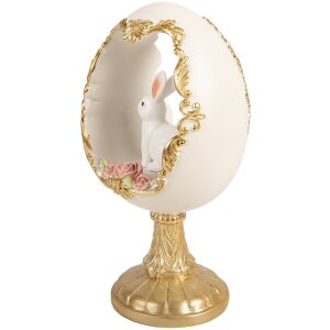 Decoratie ouă cu încărcător de iepure alb-gold, 12x11x22 cm