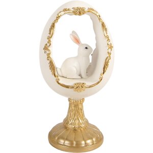 Decoratie ouă cu încărcător de iepure alb-gold, 12x11x22 cm