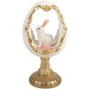 Decoratie ouă cu încărcător de iepure alb-gold, 12x11x22 cm
