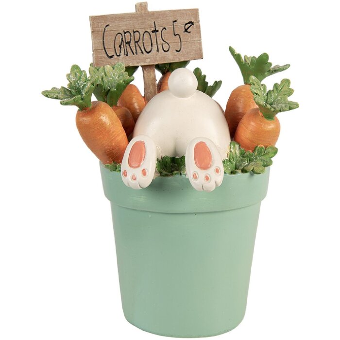 Iepure decorativ Clayre & Eef alb-albastru 21x20x28 cm