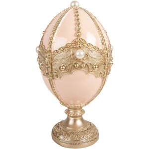 Decoratie ouă Clayre & Eef roz deschis cu accent aur Ø15x27cm