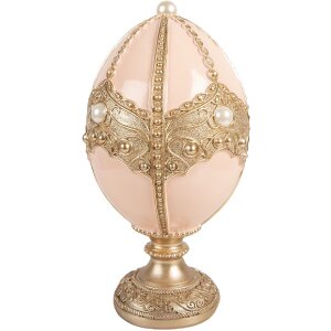 Decoratie ouă Clayre & Eef roz deschis cu accent aur Ø15x27cm