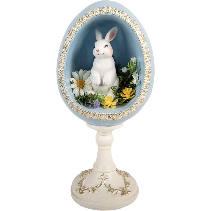 Decorație de Paști cu Ouă și Pisică alb-albastru 13x12x28 cm