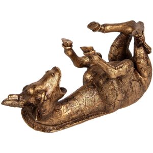Flaconier girafă Clayre & Eef, nuanțe aurii și bronz, 33x13x16 cm