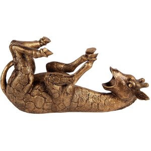 Flaconier girafă Clayre & Eef, nuanțe aurii și bronz, 33x13x16 cm