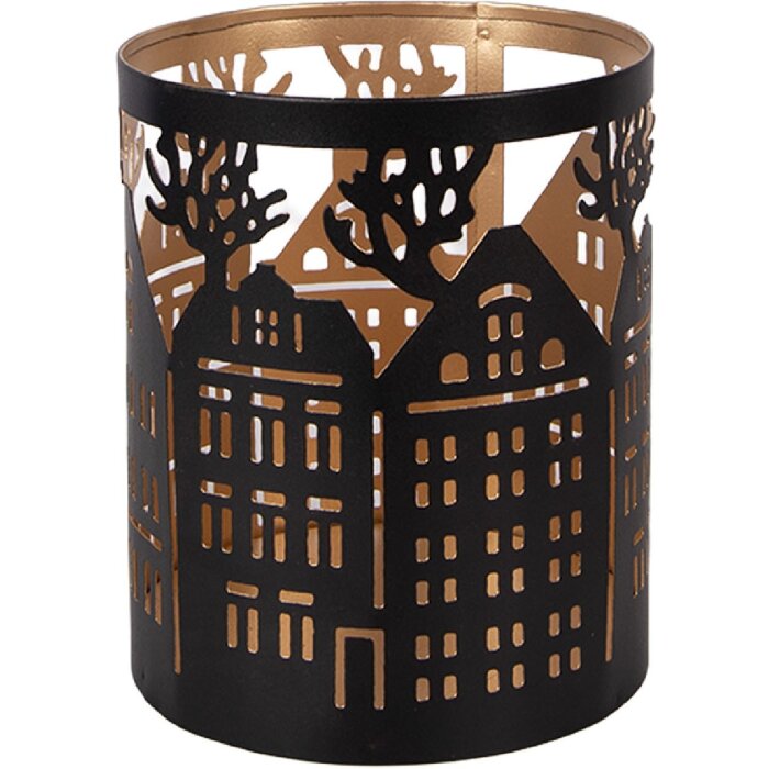 Sticlă de lumânare Clayre & Eef, Ø 11x13 cm, fier, nuanță maro clasica