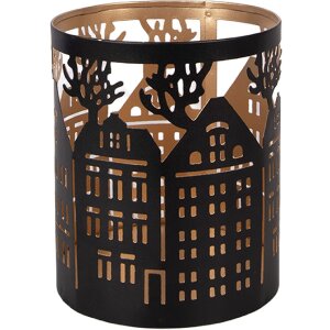 Sticlă de lumânare Clayre & Eef, Ø 11x13 cm, fier, nuanță maro clasica