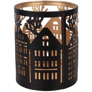 Sticlă de lumânare Clayre & Eef, Ø 11x13 cm, fier, nuanță maro clasica