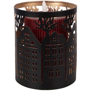 Sticlă de lumânare Clayre & Eef, Ø 11x13 cm, fier, nuanță maro clasica