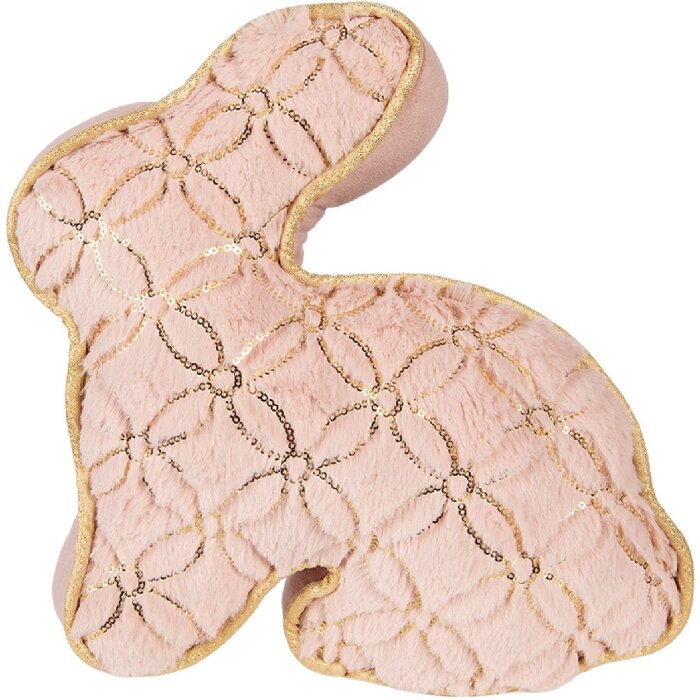 Stopper de ușă cu design de iepure Clayre & Eef roz-gold 29x10x27 cm