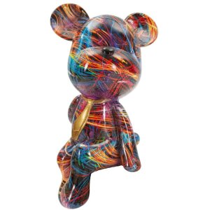 Figurină decorativă Mauro Ferretti Orsetto Psyco – Ursuleț Pop-Art multicolor cu detaliu auriu