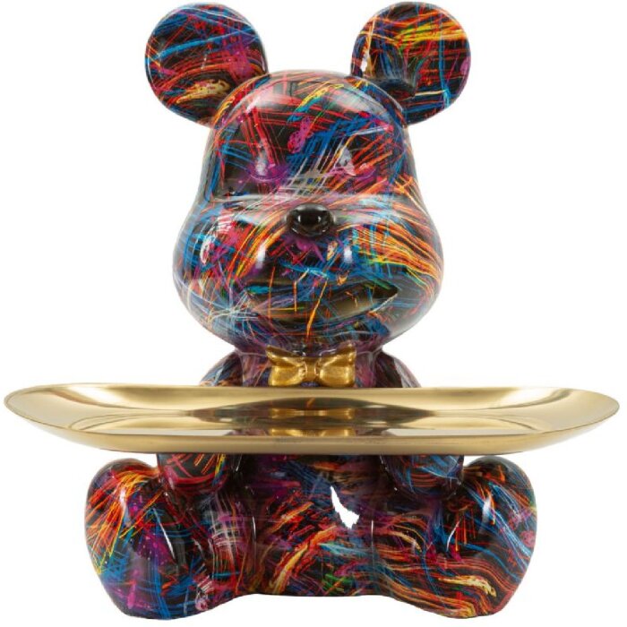 Figură decorativă Mauro Ferretti CANE PSYCHO cu tablete aurie multicolor 22,5 cm