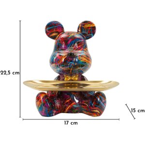 Figură decorativă Mauro Ferretti CANE PSYCHO cu tablete aurie multicolor 22,5 cm