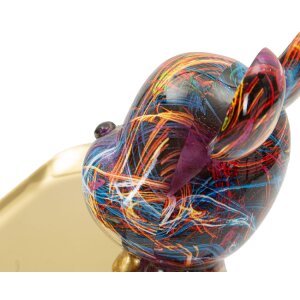 Figurină decorative CANE PSYCO cu farfurie aurie, 22,5 cm