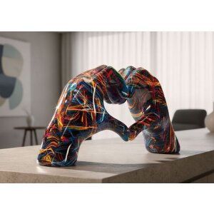 Sculptură Mauro Ferretti LOVER PSYCO – inimă din mâini, decor modern