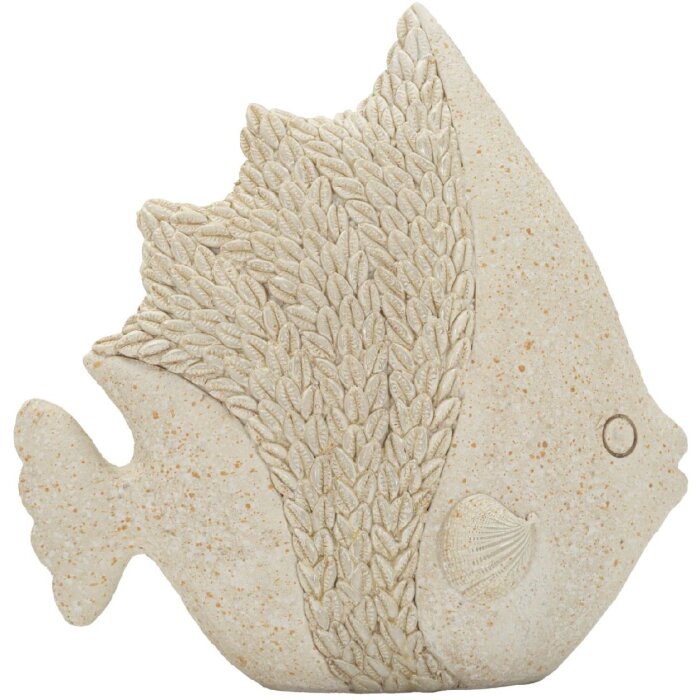 Figurină de decor PESCE SAND – pește stilizat, bej, din polyresin, pentru spații marine
