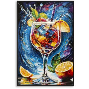 Imagine pe canvas COCKTAIL cu ramă din lemn, 62x92 cm,...