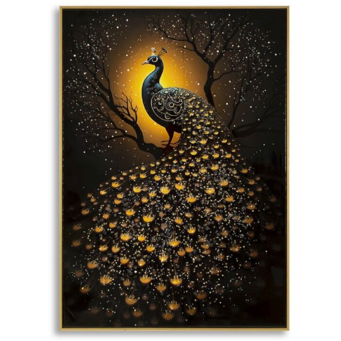 Pictură de perete Mauro Ferretti „Păun” – ramă decorativă din lemn 70x100 cm