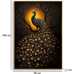 Pictură de perete Mauro Ferretti „Păun” – ramă decorativă din lemn 70x100 cm