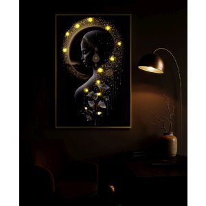 Imagine murală Mauro Ferretti „Inda” cu LED – lemn decorativ cu ramă 60x90 cm