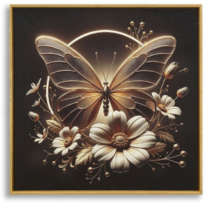 Mauro Ferretti Pictură pe pânză „Butterfly” cu LED – Ramă 50x50 cm