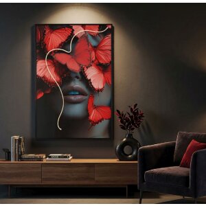 Mauro Ferretti – Imagine LED pe pânză „Butterflies” 60x90 cm cu aplicații 3D din acril