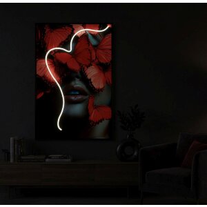 Mauro Ferretti – Imagine LED pe pânză „Butterflies” 60x90 cm cu aplicații 3D din acril